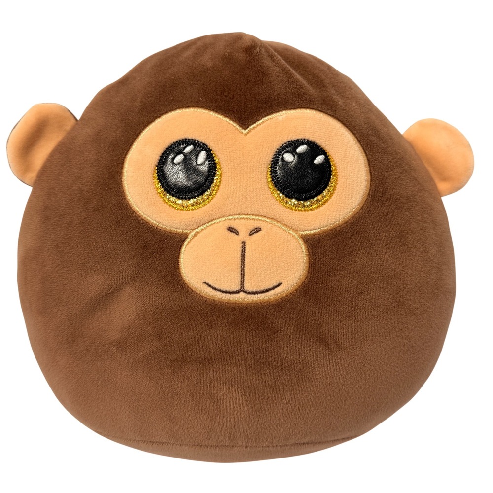 Ty Squish-a-Boos Coconut Monkey Brown Plush Stuffed Animal Gold Glitter Eyes